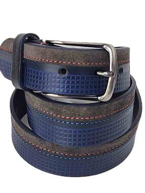 Miguel Bellido Spain Leather Belt Navy Blue Gray Orange Men's Size 36